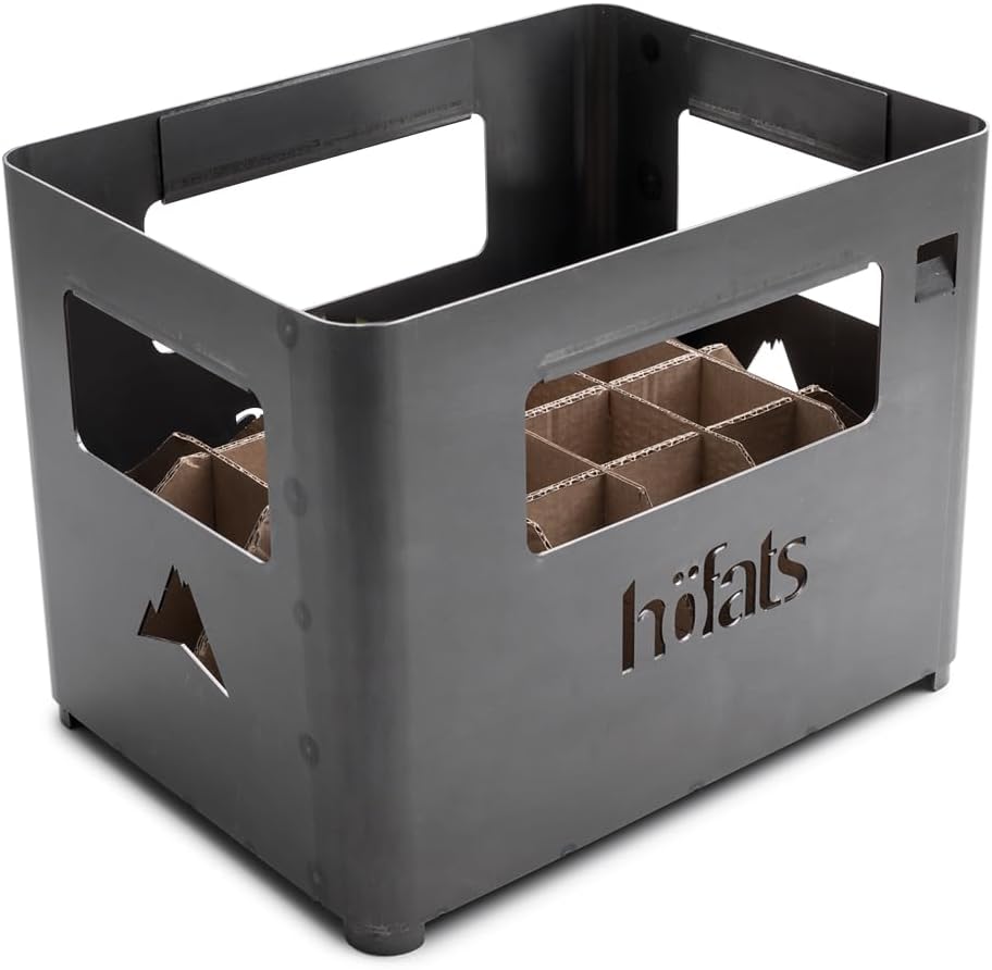 höfats - Beer Box Feuerschale - Getränkekiste, Feuerkorb, Grill, Flaschenöffner und Hocker in einem