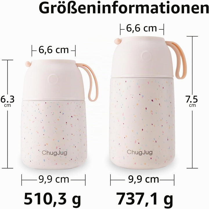 Thermobehälter für Essen 530ml, Edelstahl Thermobecher für Essen Warmhaltebehälter mit Löffel, Ausla