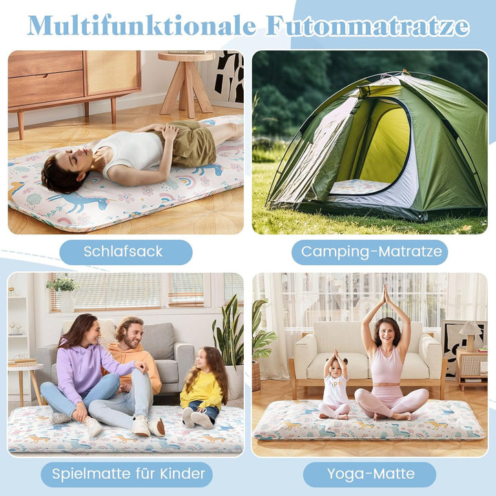 COSTWAY Japanische Futon Matratze, Tatami-Matte, Bodenmatratze, Klappmatratze mit waschbarem Bezug,