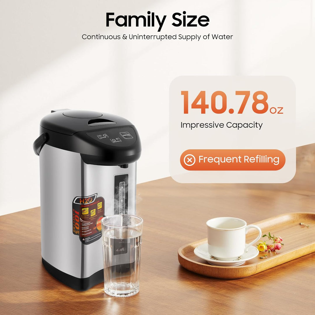 JIDIJINGH 4L Thermopot Elektrischer Wasserkocher mit Warmhaltefunktion 750W, Konstante Temperatur 92