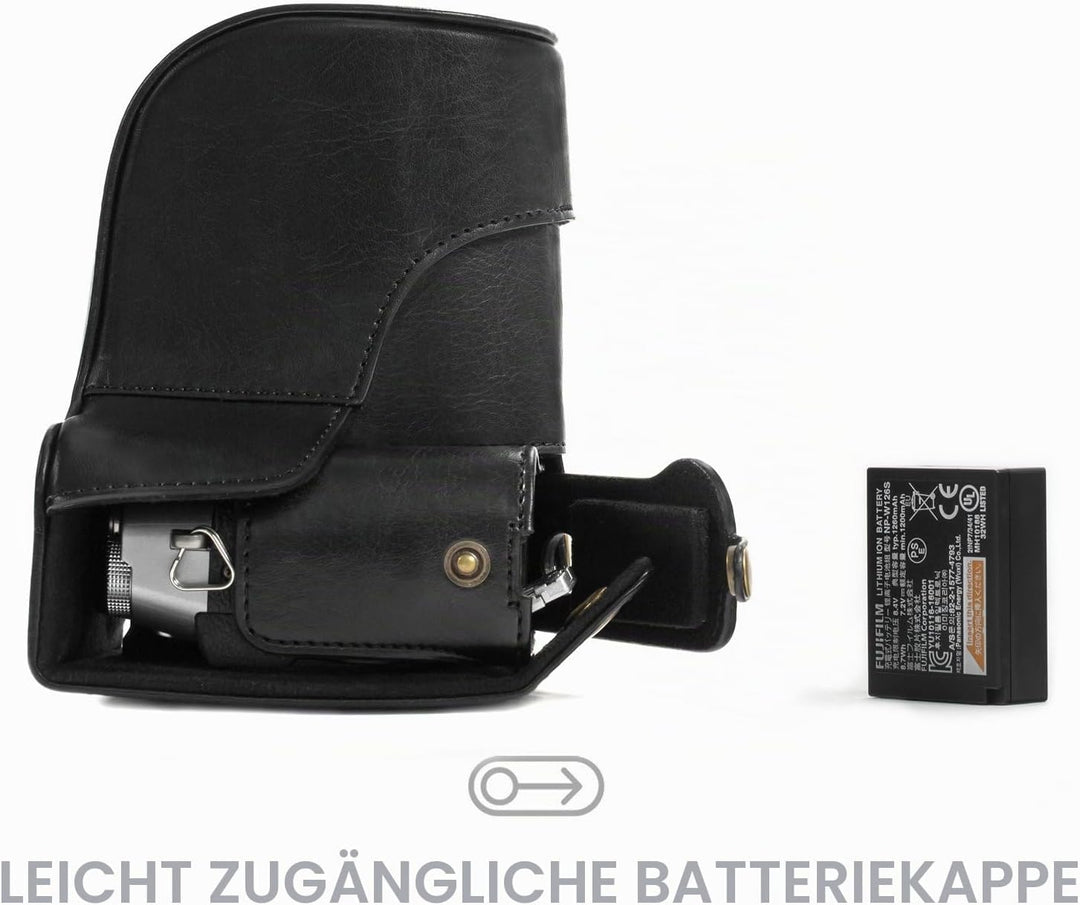 MegaGear MG576 Ever Ready Leder Kameratasche mit Trageriemen kompatibel mit Fujifilm X-T30, X-T20 (1