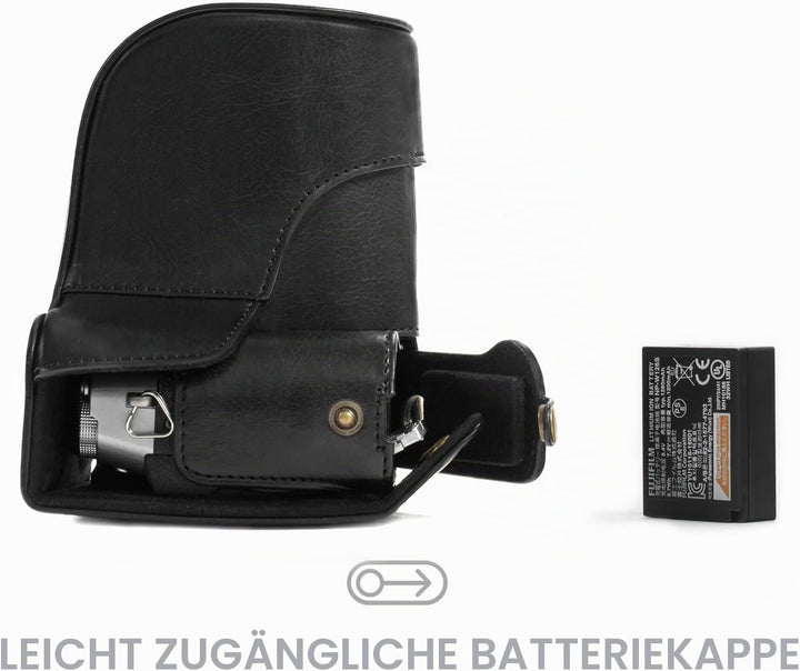 MegaGear MG576 Ever Ready Leder Kameratasche mit Trageriemen kompatibel mit Fujifilm X-T30, X-T20 (1