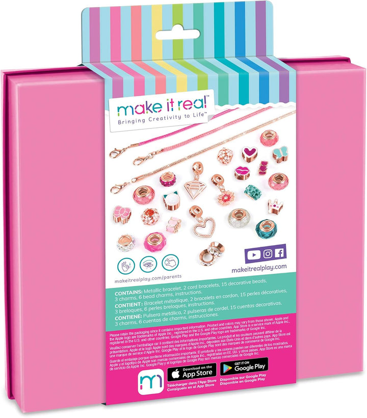 Make It Real Rosa Freundschaftsband-Set mit Halo-Anhängern und Perlen! - Kinderschmuck - Geschenke f