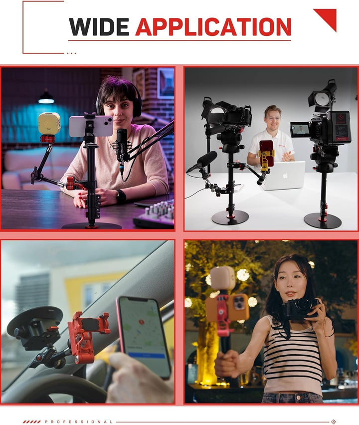 IFOOTAGE Handy Phone Mount Adapter,Faltbare Handyhalterung Stativ mit Kaltschuh, 38 mm Arca-Swiss-Pl