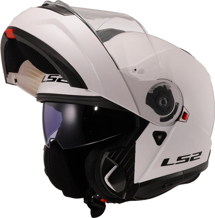 LS2, Casque modulable Moto Strobe II Gloss White, XXL BLANC XXL, BLANC XXL