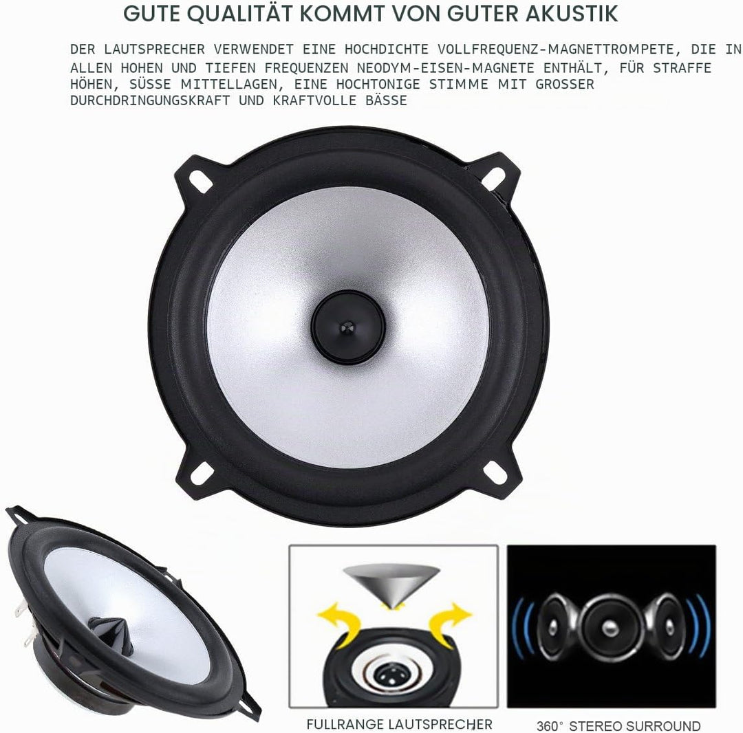 ePathChina® 2 x 60 W 2-Wege-Koaxial-Lautsprecher fürs Auto, HiFi, volle Frequenz-Empfindlichkeit, Po