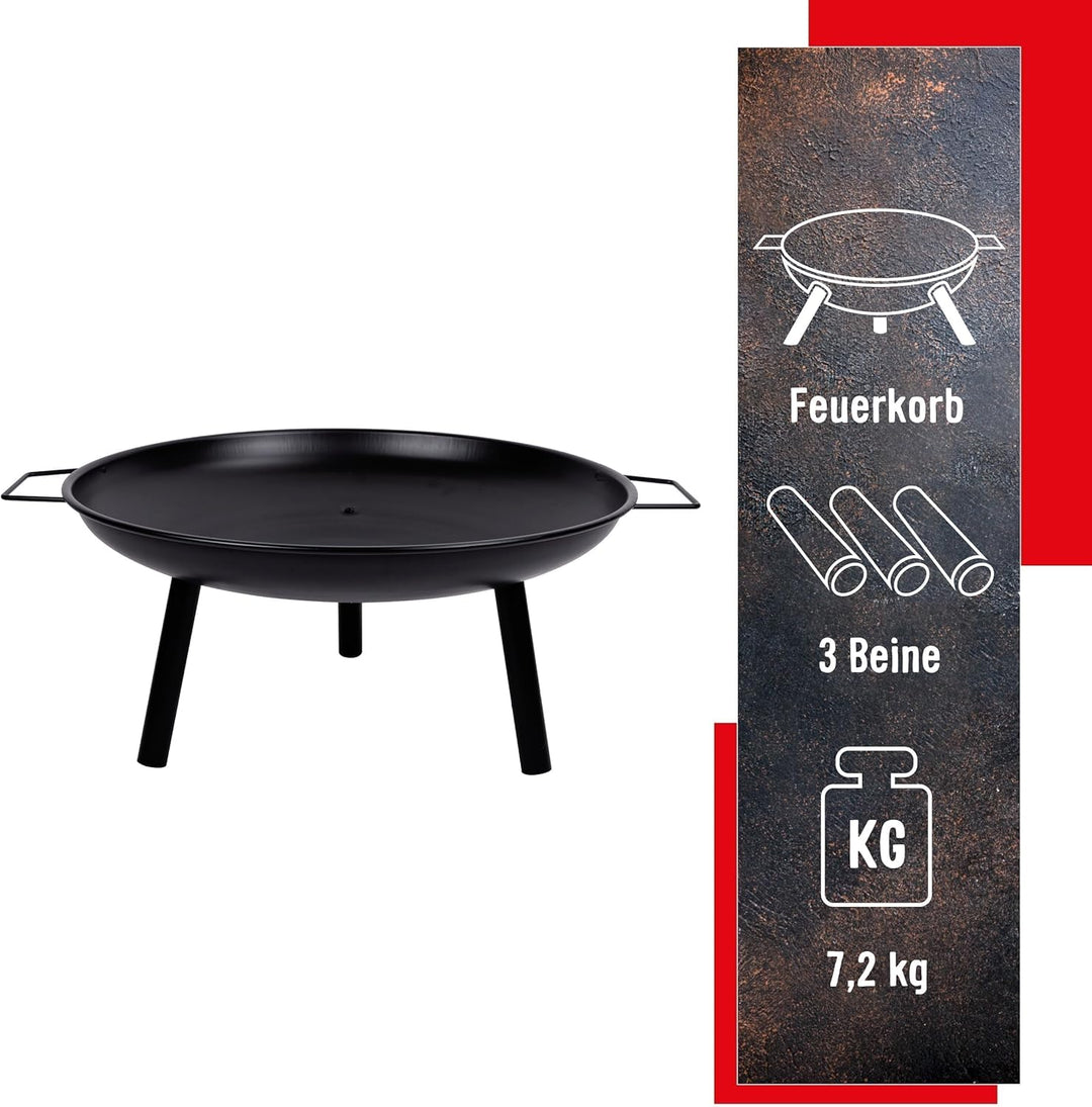 BBQ Collection Feuerschale Ø60 cm - Feuerkorb mit Griffen - Feuertonne für den Garten - Terrassenofe