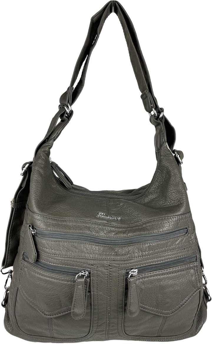 kennydoo Rucksacktasche I 2in1 Damen Rucksack und Handtasche in Einem I Schultertasche einfarbig uni