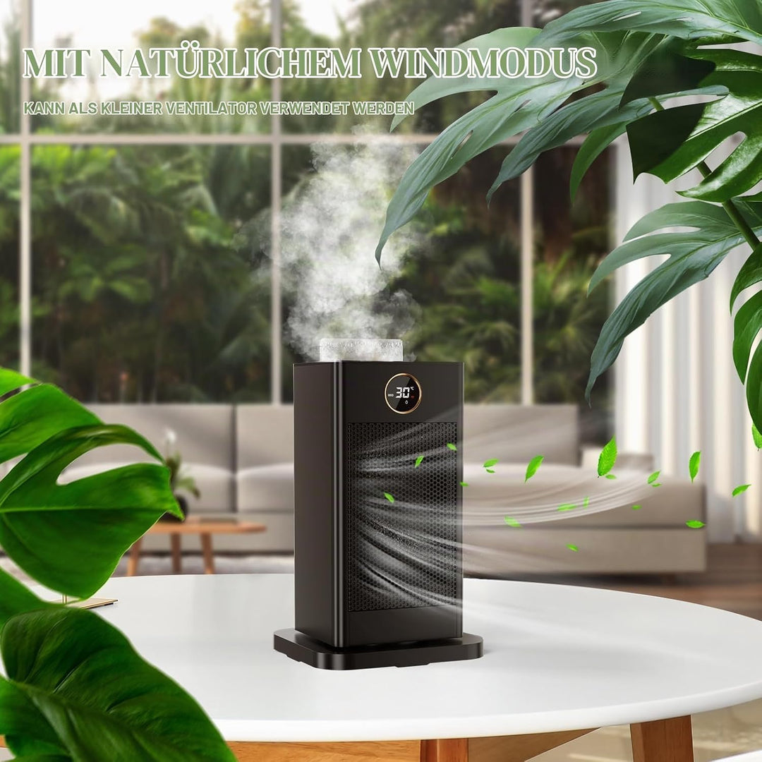 LIFERUN Heizlüfter Energiesparend Klein, Heizung Elektrisch mit Thermostat und Luftbefeuchter, 90° O