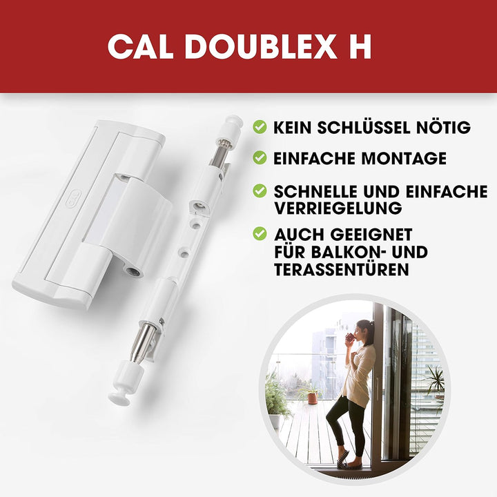 CAL Doublex H – Scharnierseitensicherung Fenstersicherung (weiss) Bandsicherung Türsicherung Aushebe