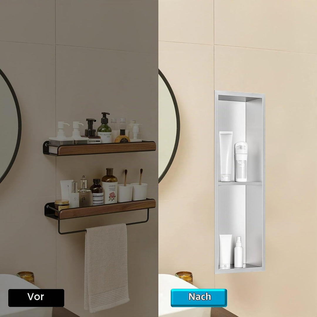 Wandnische Dusche,Wandnische Dusche Edelstahl,Wandnische Lagerung mit einem Regal,Duschnische 20 * 6