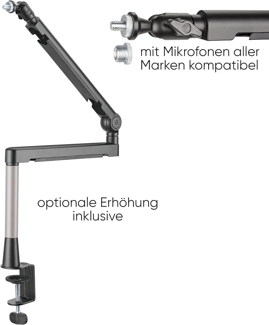 Shiftware Mikrofonarm Low Profile - Professionelle Tischhalterung inkl. Universal-Adapter, voll vers