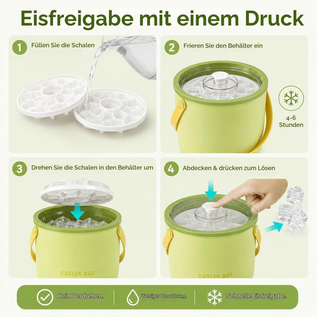 Eiswürfelbehälter,2.6L Eiswürfelbehälter Mit Deckel,Eisbehälter,Eiseimer Mit Ice Cube Tray Lässt Sic