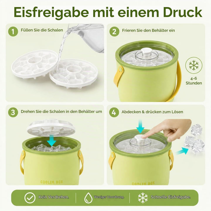 Eiswürfelbehälter,2.6L Eiswürfelbehälter Mit Deckel,Eisbehälter,Eiseimer Mit Ice Cube Tray Lässt Sic