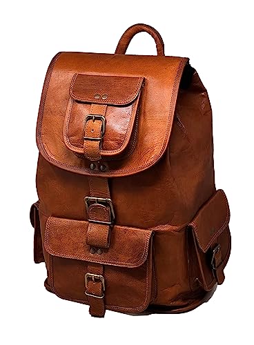 JAALD 40 cm Leder Rucksack Schulrucksack Kurierrucksack Fahrradrucksack Echtleder Wasserdicht für Re