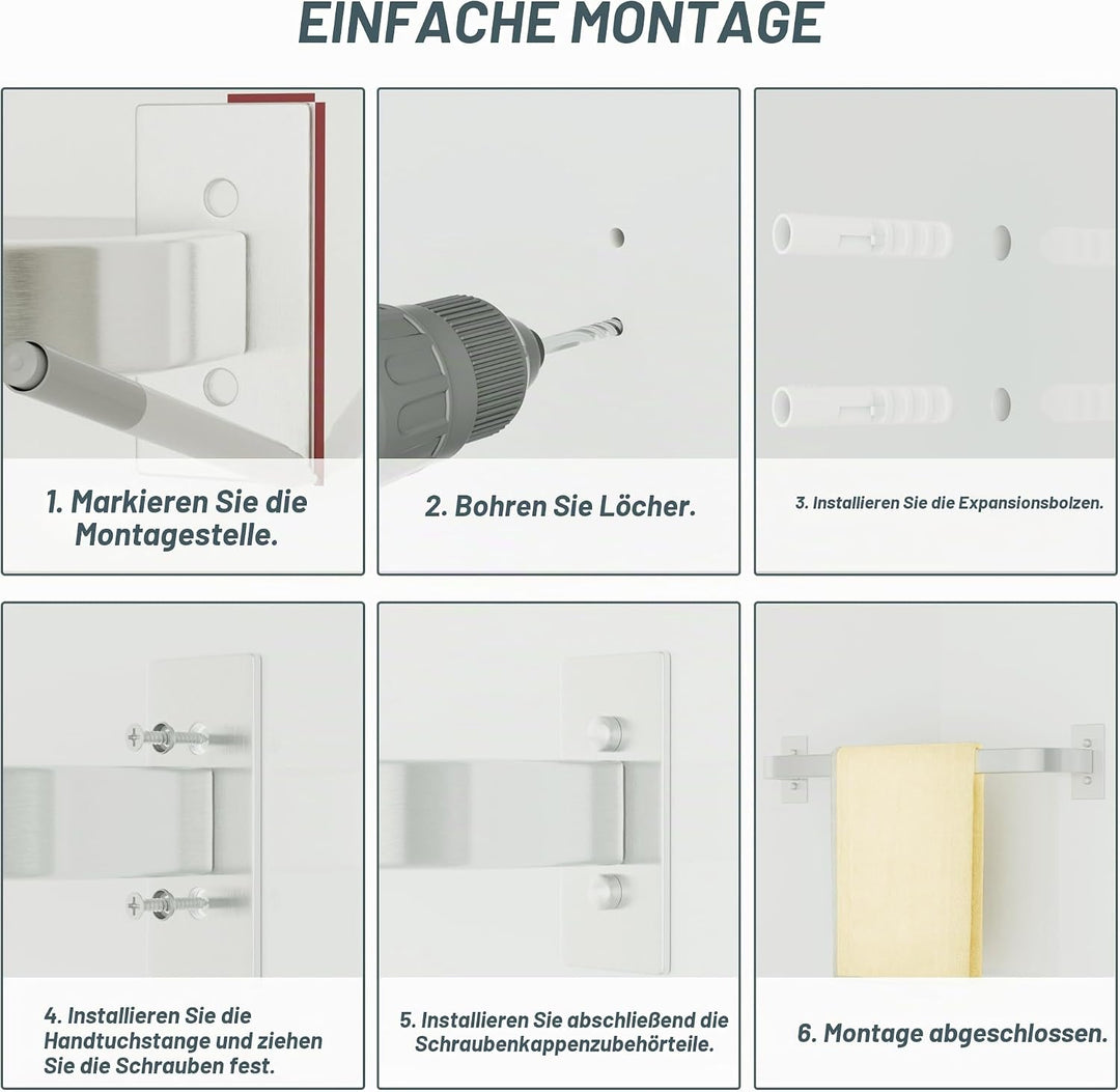 Mooche 40cm SUS304 Edelstahl Handtuchhalter, Wandmontage Handtuchständer, Handtuchstange Bad Handtuc