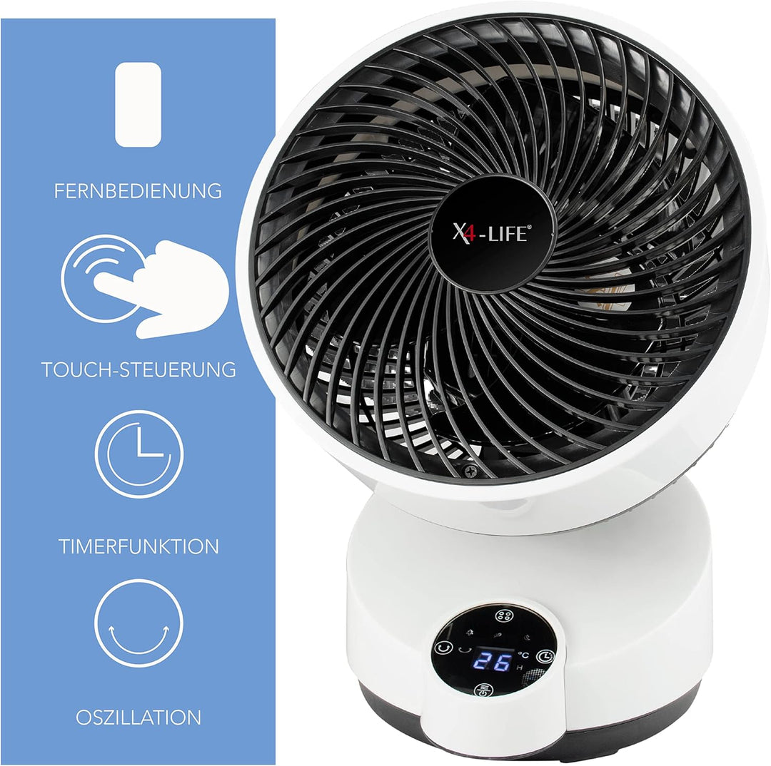 X4-LIFE Fan Pinguin Deluxe mit Touch-Display und Fernbedienung - 90° Neigung - Stromsparender Ventil