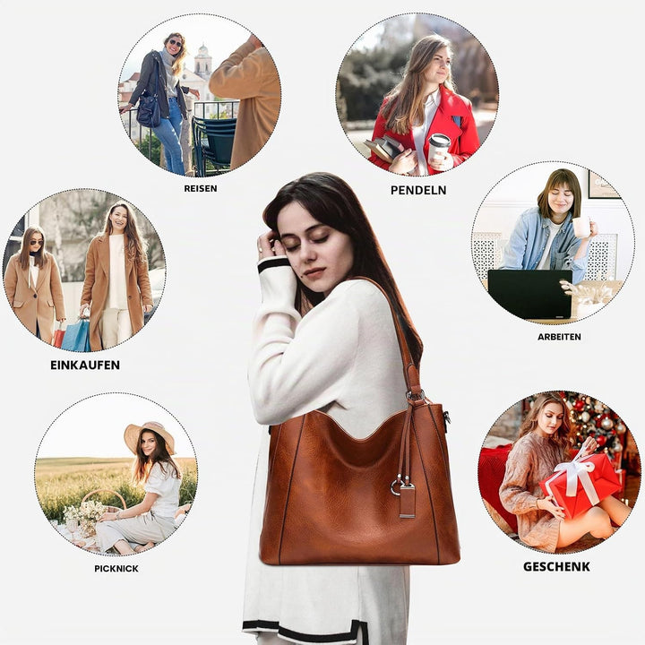 Long Keeper Handtasche Damen Gross - Tote Bag Shopper Damen Leder Umhängetasche Damen Schultertasche
