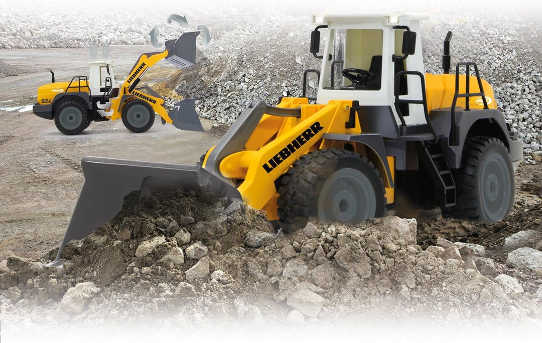 JAMARA 405007 - Radlader Liebherr 564 1:20 2,4G - Schaufel heben/senken/abkippen, realistischer Moto