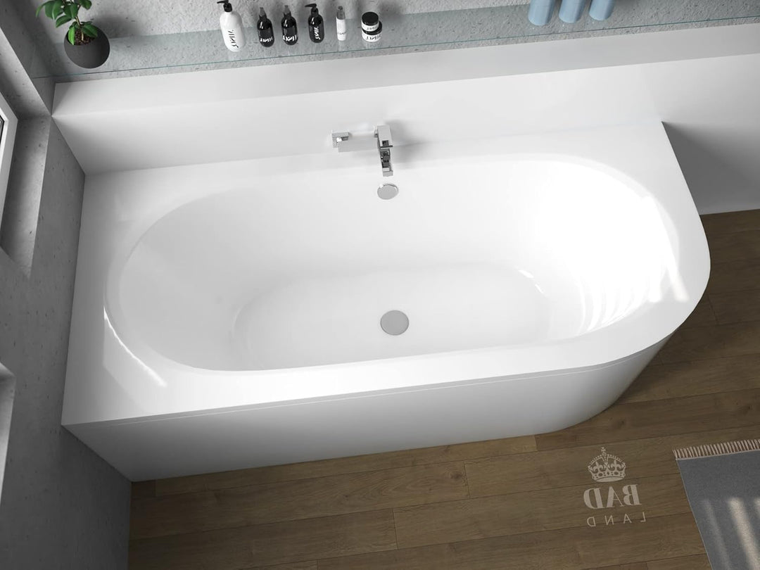 BADLAND Original Badewanne 170x75 cm Links Acryl KOMPLET KOMPLETTSET SET Schürze Siphon Wanne Eckwan