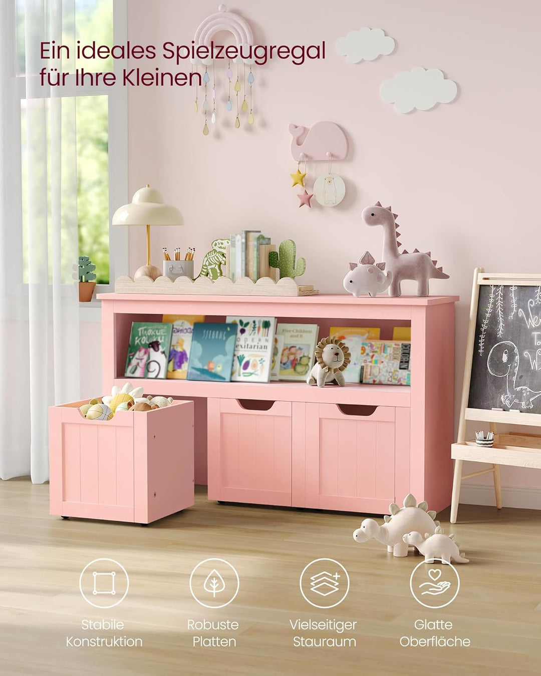 VASAGLE Kinderregal, Spielzeugaufbewahrung für Kinder, Aufbewahrungsschrank, Spielzeugschrank, Aufbe