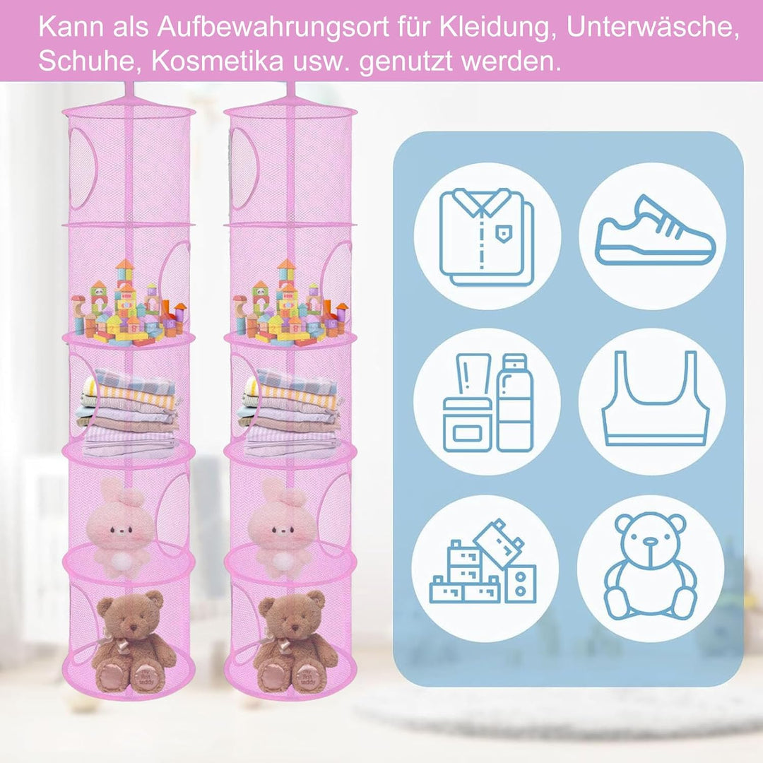 Hängeaufbewahrung, 2 Stück Faltbare Hängeaufbewahrung Organizer, 5 Fächer Hängeregal Mesh Hängende N