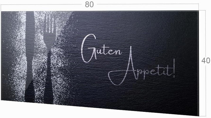 GRAZDesign Spritzschutz Küchenrückwand Glas Küche für Herd &amp; Küchenspüle, Grau Guten Appetit Glaspla