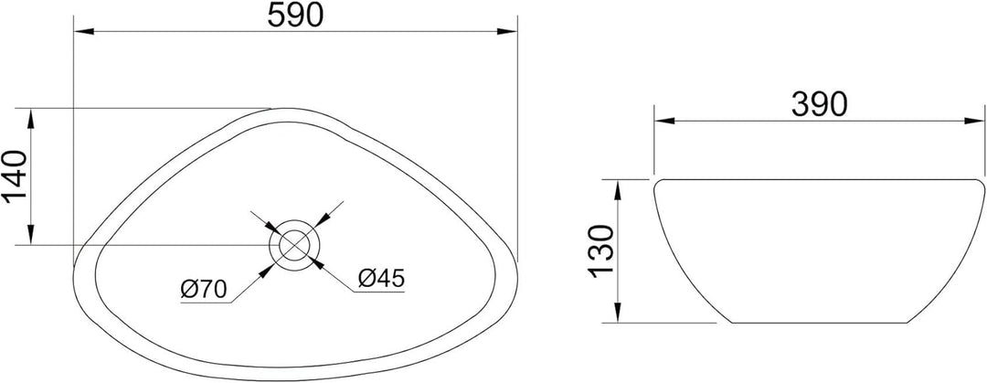 Mai &amp; Mai Aufsatzwaschbecken Br215 Aufsatzwaschtisch aus Keramik Aufsatzschale in weiss inkl. Nano-B