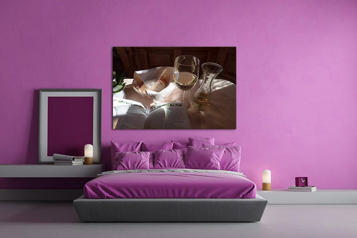 deyoli Brot und Wein Format: 100x70 als Leinwand, Motiv fertig gerahmt auf Echtholzrahmen, Hochwerti