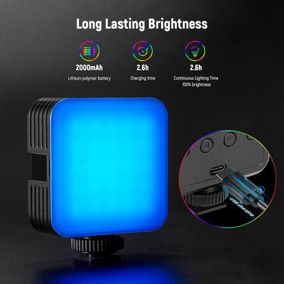 NEEWER Magnetisches RGB Videolicht, 360° Vollfarb RGB61 LED Kameralicht mit 3 Cold Shoe Mounts/CRI 9