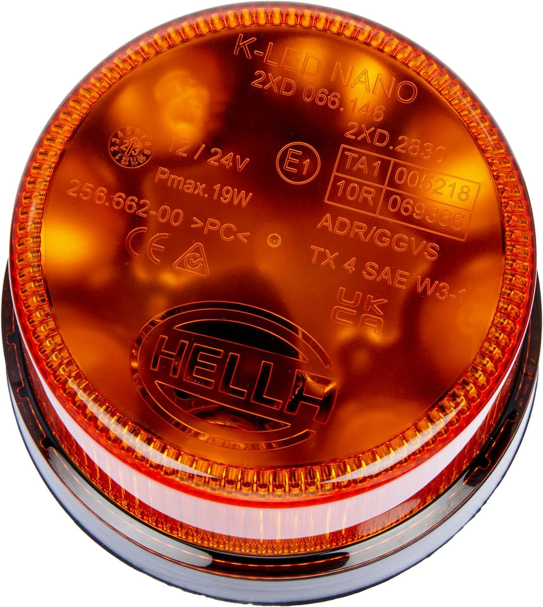 HELLA - LED-Blitz-Kennleuchte - K-LED Nano - 12/24V - gelb - Rohrstutzen, flexibel - Menge: 1 - 2XD