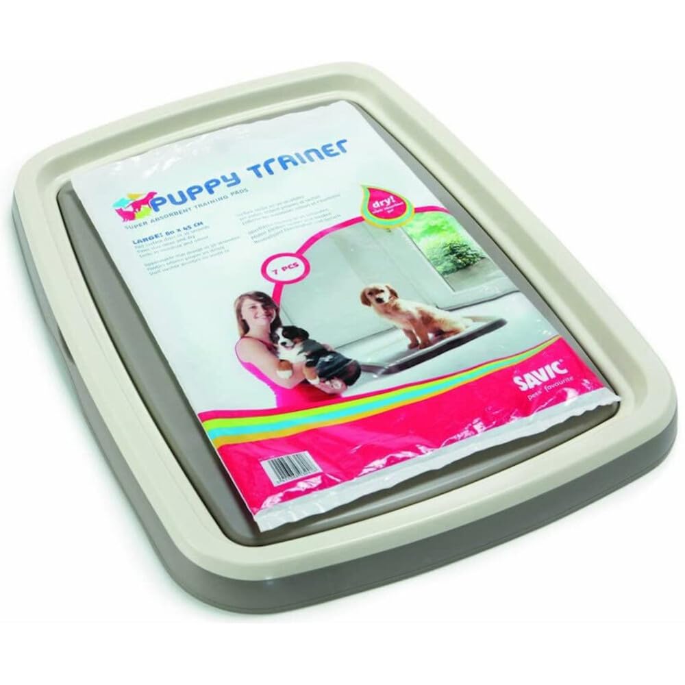 Savic Puppy Trainer Hundetoilette für Welpen, Starter-Set, Toilette mit 7 Pads, Grösse L, 62,5 x 48