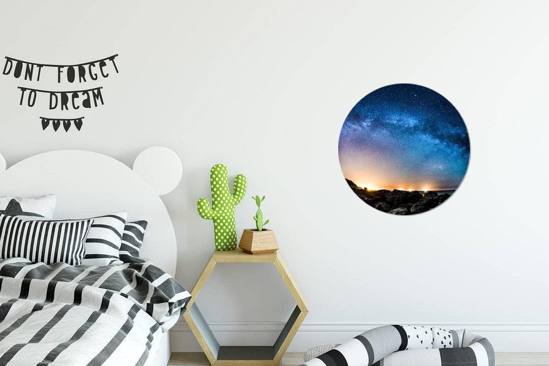 Wandbild Rund Wanddeko Deko Wohnzimmer Bilder 30x30 cm Galaxie - Universum - Sonne - Jungen - Mädche