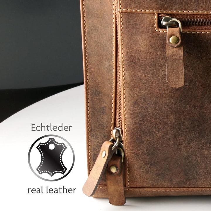 Fa.Volmer ® braune Laptop-Tasche aus echtem Büffel-Leder für MacBooks, Notebooks, Laptops und Tablet
