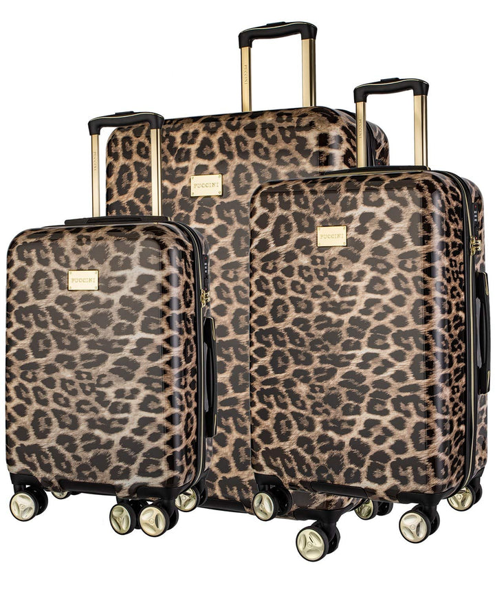 Koffer Reisekoffer Hartschalen Trolly Puccini® Beverly Hills (Leopard Beige 6, Set: Gross + Mittelgr
