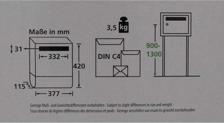 Burg Wächter Briefkasten mit Zeitungsfach und beleuchteter Hausnummer, Verzinkter Stahl, Einwurf-For