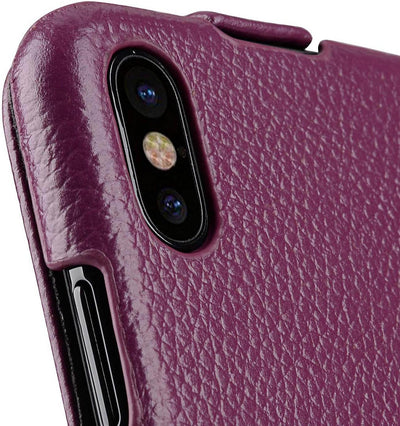 Edle Tasche für Apple iPhone XS und iPhone X / Case Aussenseite aus beschichtetem Leder / Schutz-Hül