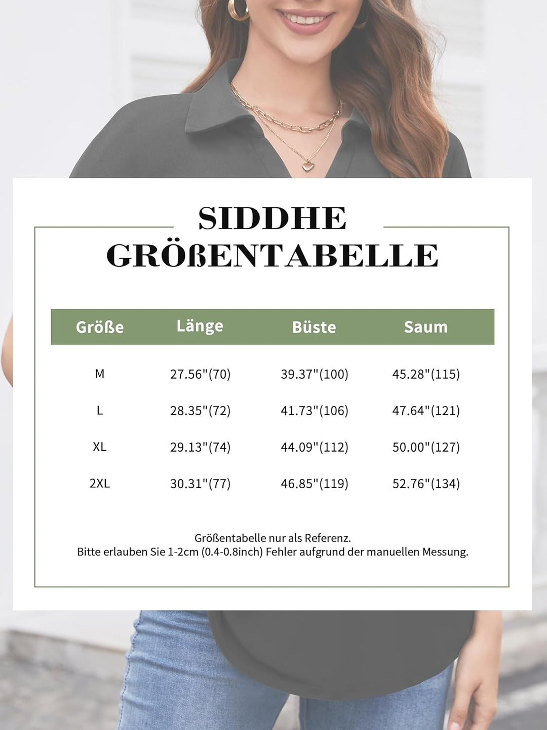 Siddhe Damen V-Ausschnitt Bluse 3/4 Ärmel Oberteile Tunika Tops Locker Longshirt Lässige T-Shirt Lan