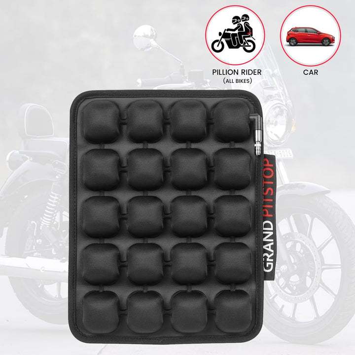 GRAND PITSTOP Motorcycle Air Seat Cushion with Inflatable Bubble Air Pads with Breathable Mesh Cover