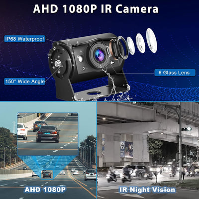 Hodozzy 1080P Rückfahrkamera 4 Kameras mit 9 Zoll DVR 4 Geteilte Monitor, 4 AHD Kameras IP68 Wasserd