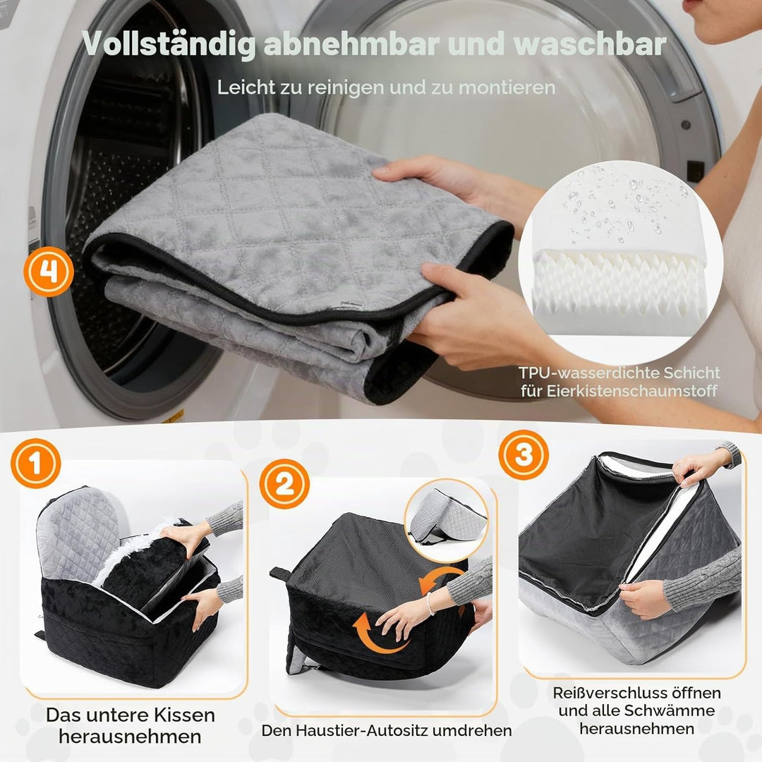 Gimars Wende-Hunde Autositz Mit Lang-/Kurzplüsch Sitzkissen Für Kleine/Mittlere Hunde Bis 16kg, Abne