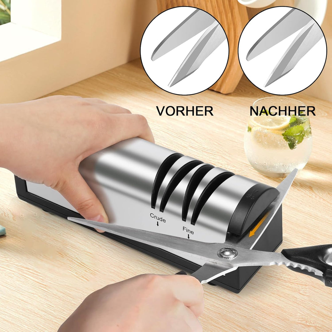 Messerschärfer Elektrisch aus Edelstahl, Elektrischer Messerschärfer Profi, Ergonomisch Messer Schär