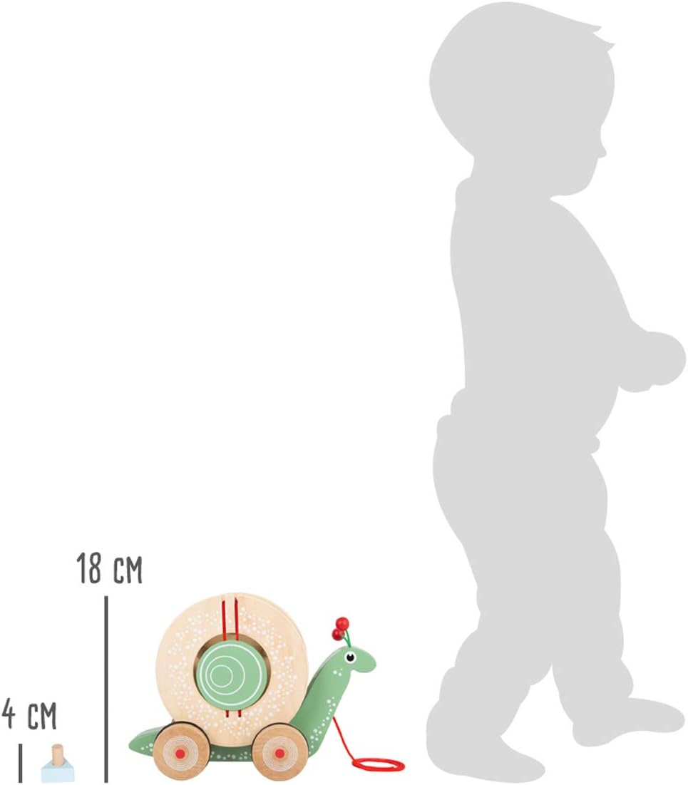 Small Foot Nachzieh-Stecktier Schnecke aus Holz, Motorikspielzeug zum Laufenlernen, für Kinder ab 12