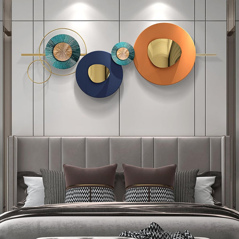 GERHWASH Wanddeko Metall - Wandbild Metall - Wandschmuck - Modernes Kreative Geometrische Rund Metal