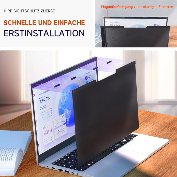 Magnetischer sichtschutz für 14 Zoll Laptop 16:9, Abnehmbarer Sichtschutzfolie, Anti Blaulicht Blend