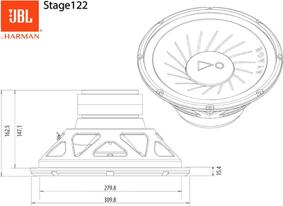 JBL Stage 82 20cm/200mm (8") Auto-HiFi Subwoofer Chassis/Woofer/Lautsprecher Schwarz 800 Watt Maxima