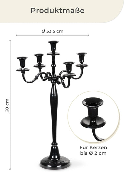 Gräfenstayn® Kerzenleuchter ALU 1, 3 oder 5-armig - 40/60/80cm - Silber, Schwarz, Weiss, Gold (Schwa