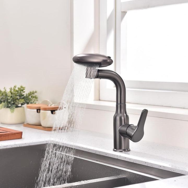 Küchenarmatur mit Brause 4 Modus Wasserhahn Küche Hoch Ausziehbar Schwenkbar 360° Drehbar Spüle Aarm