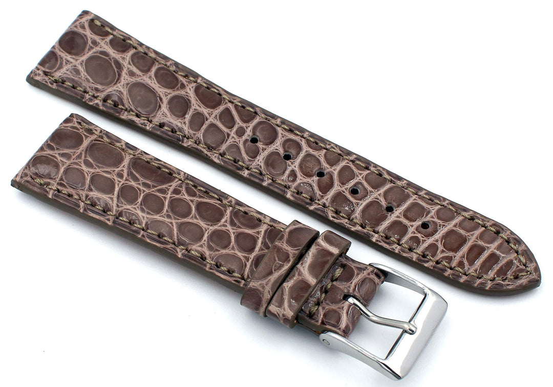 20mm XS Damenlänge Echt Alligator Vintage hangemacht in Deutschland Uhrenarmband Beige