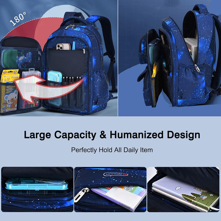 FANDARE Kinderrucksack Schulranzen Mehrfarbig Schultaschen Jungen Mädchen Schulrucksack Schultasche